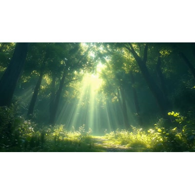 This mystical green forest video background invites serenity and calm, perfect for nature-themed presentations.