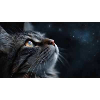 This enchanting cat video background captures the wonder of a feline gazing at a starry night sky, perfect for captivating presentations.