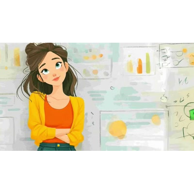 This animated video background features a confident businesswoman, perfect for enhancing professional presentations.