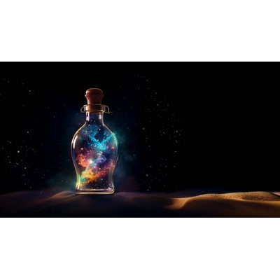 This cosmic bottle video background illuminates your slides with a universe of possibilities, perfect for inspiring presentations.