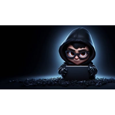 Download a young kid hacker video background. A playful cartoon animation symbolizing technology, innovation, and creativity for presentations.