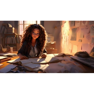 Download this inspiring video background showcasing a female student studying, perfect for educational presentations.