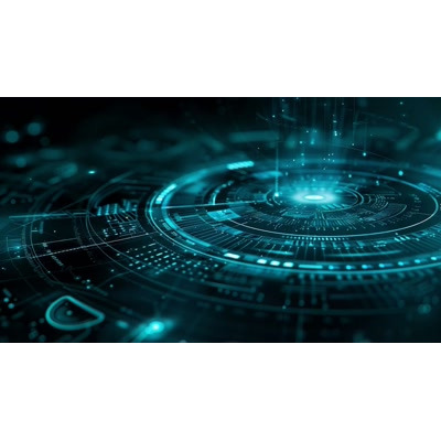 This spinning data wheel video background immerses viewers in a futuristic realm of technology and data visualization.