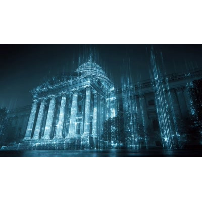 Download this futuristic video background showcasing a Government Cyber Building, perfect for tech and cybersecurity presentations.