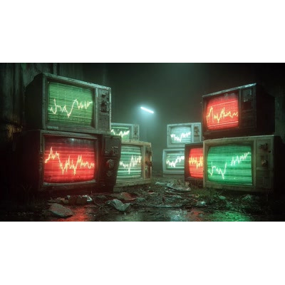 Download this nostalgic video background featuring old computer monitors with vibrant graphs to enhance your tech-themed slides.