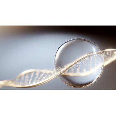Download this stunning video background featuring a twisting DNA chain and a shimmering bubble to enhance your scientific presentations.