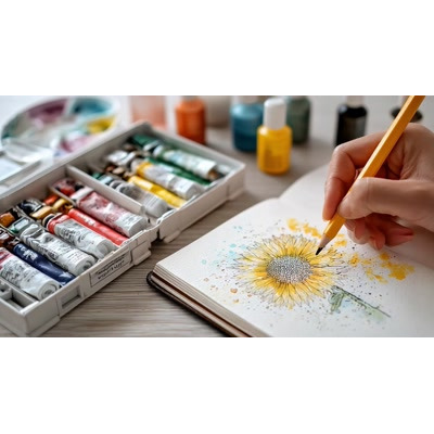 Download this artistic video background showcasing a sunflower sketch to inspire creativity in your presentations.