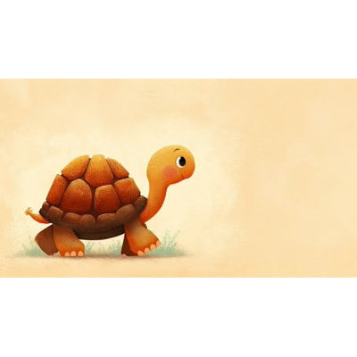 Download this illustrated turtle walking slowly across a soft background. Perfect for patience, perseverance, nature, animals, and storytelling themes.