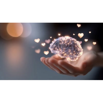 This glowing brain video background beautifully merges intellect and emotion, perfect for engaging presentations.