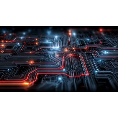 Download this mesmerizing video background of futuristic circuitry to elevate your tech presentations.