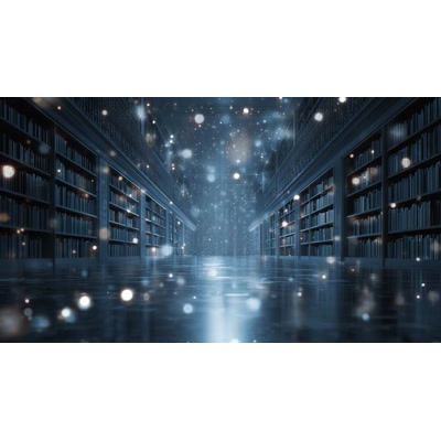 Download this mystical video background of a library with glowing particles. Perfect for education, fantasy, knowledge, and inspirational presentations.