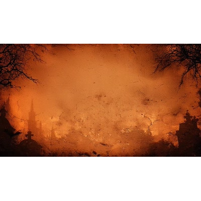 Download this eerie graveyard video background featuring glowing orange skies and dark tombstones, perfect for Halloween or gothic-themed presentations.
