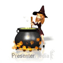 ID# 161 - Witch Stirring Cualdron - PowerPoint Animation
