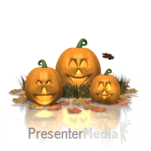 ID# 170 - Jack O Lanterns With Leaves - PowerPoint Animation