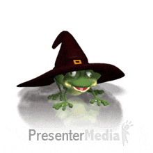 ID# 175 - Buggy Frog Witch Hat - PowerPoint Animation
