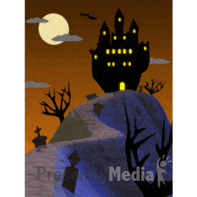 ID# 183 - Haunted Castle Bats - PowerPoint Animation