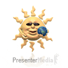 ID# 943 - Cartoon Sun Holding Earth - PowerPoint Animation
