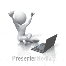 ID# 3344 - Stick Figure Laptop Excitement - PowerPoint Animation