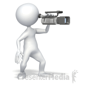 Stick Figure with Digital Video Camera | 3D Animated Clipart for PowerPoint  
