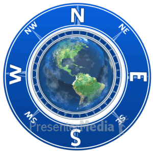 Earth Compass Rotate Strait On Look | 3D Animated Clipart for PowerPoint -  