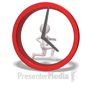 Stick Figure Running In Clock | 3D Animated Clipart for PowerPoint -  