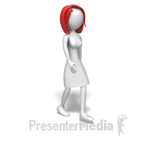 Red Haired Woman Walking | 3D Animated Clipart for PowerPoint -  