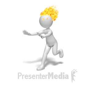Stick Figure Run With Head On Fire | 3D Animated Clipart for PowerPoint -  