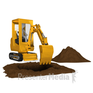 Stick Figure Backhoe | 3D Animated Clipart for PowerPoint -  