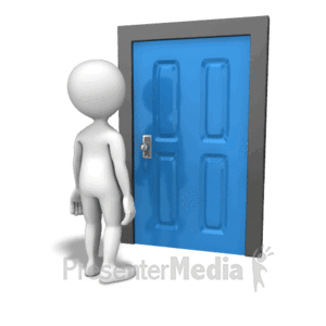 Stick Figure Pulling On Door  3D Animated Clipart for PowerPoint 
