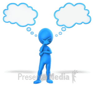 Figure Pondering Two Thoughts | 3D Animated Clipart for PowerPoint -  