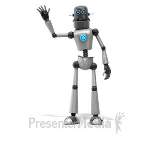Retro Robot Waving | 3D Animated Clipart for PowerPoint 
