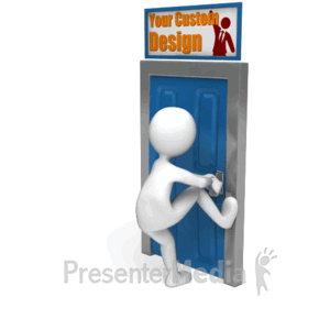 Stick Figure Stuck Door Custom  3D Animated Clipart for PowerPoint 