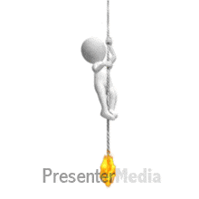 an animation of a figure climbing a rope that is burning up.