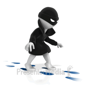 Thief Following Someones Footprints | 3D Animated Clipart for PowerPoint -  