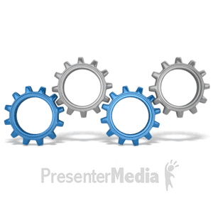 Four Gears Turning | 3D Animated Clipart for PowerPoint 