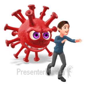 Crazy Virus Chasing Man | 3D Animated Clipart for PowerPoint -  
