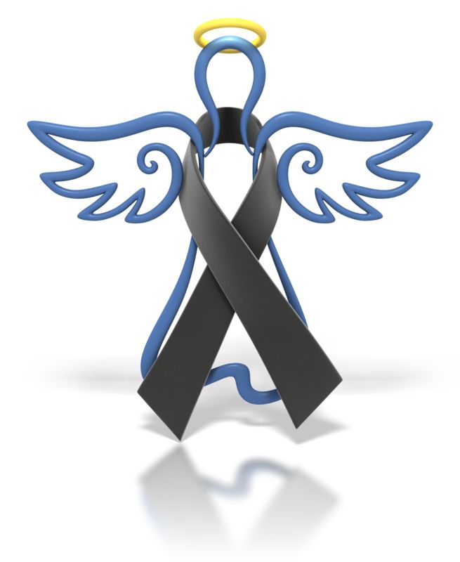 Angel Outline Black Ribbon  Great PowerPoint ClipArt for