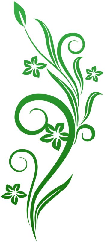 Vines Swirl Green Flowers  Great PowerPoint ClipArt for Presentations 