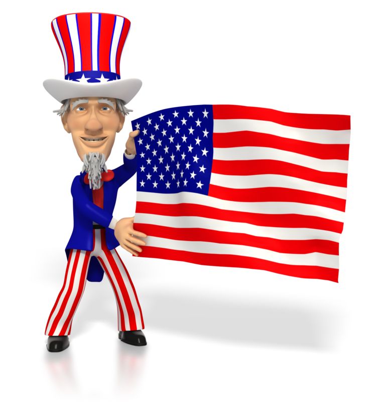 Uncle Sam Holding American Flag  Great PowerPoint ClipArt for  Presentations 