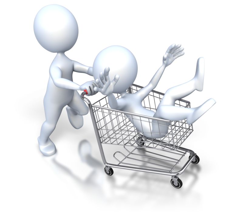 pushing a shopping cart