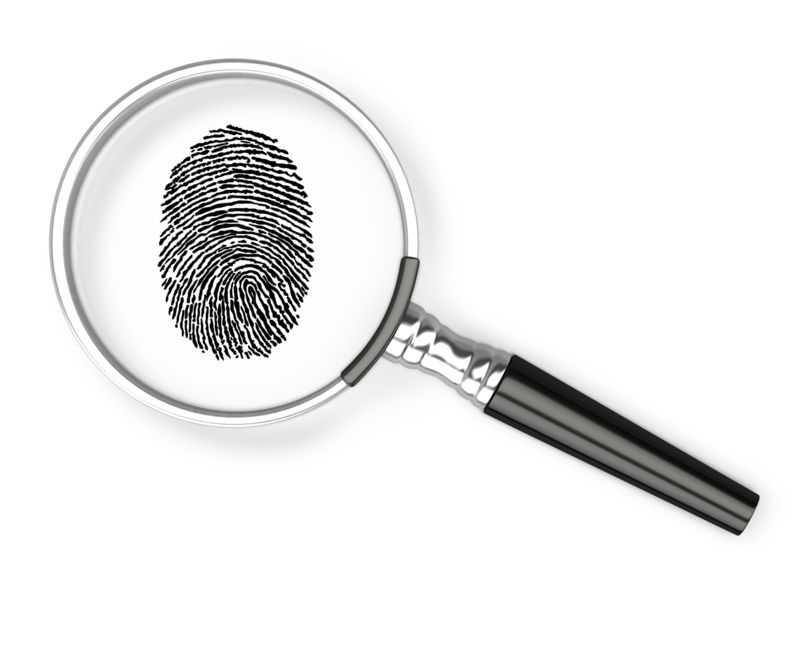 Magnifying Glass Fingerprint  Great PowerPoint ClipArt for Presentations 