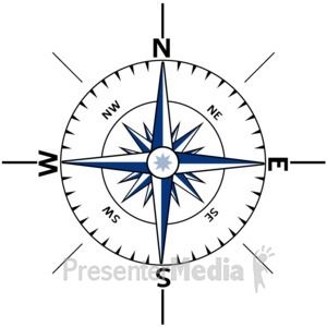 Nautical Compass Outline Image - Presentation Clipart