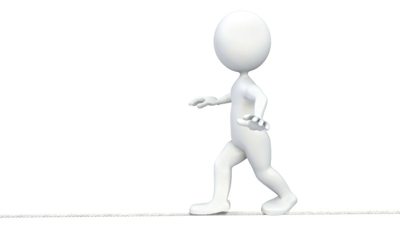 Stick Figure Walking Tightrope  Great PowerPoint ClipArt for Presentations  