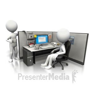 ID# 5435 - Cubicle Morning Chat - Presentation Clipart