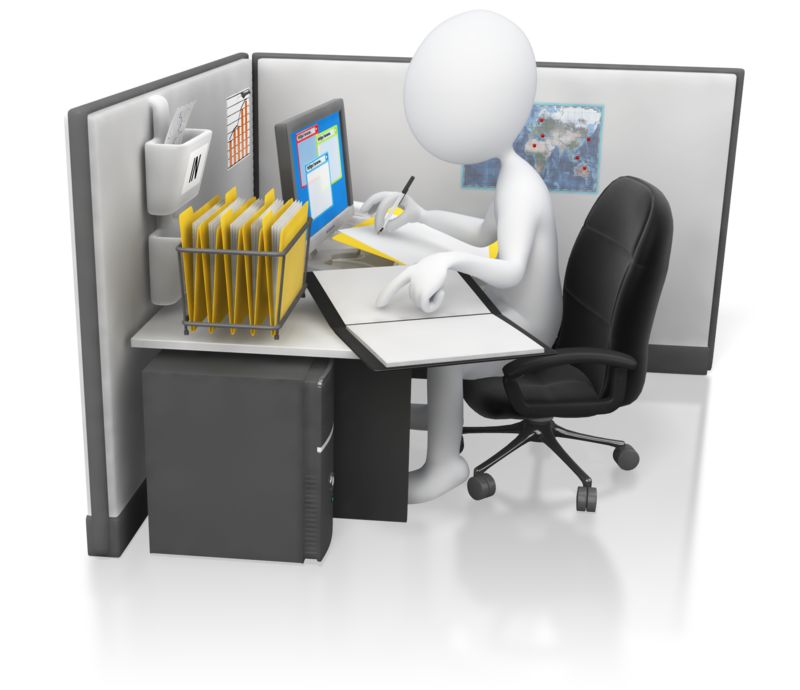 office worker at desk clipart