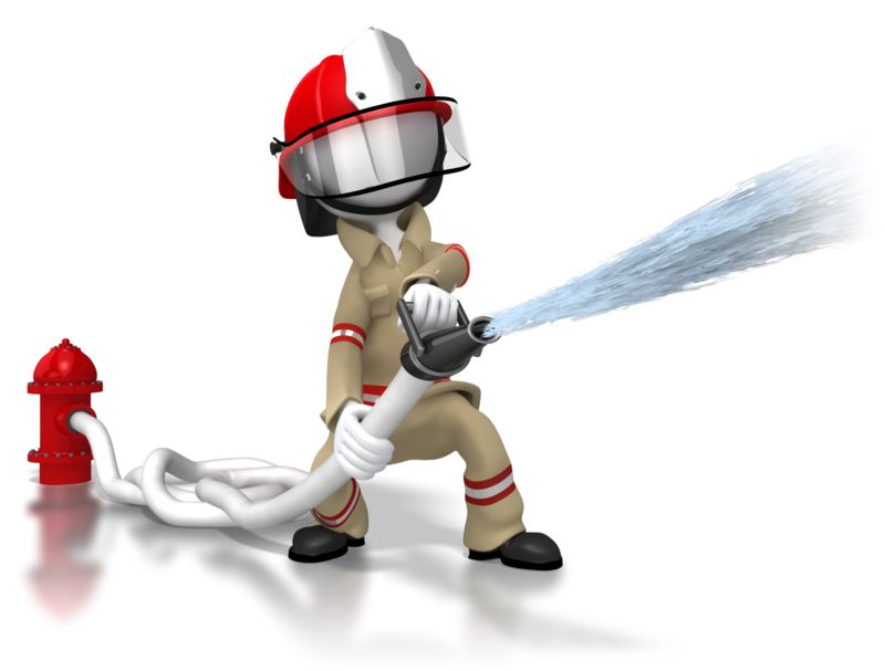 Firefighter Spraying Hose  Great PowerPoint ClipArt for