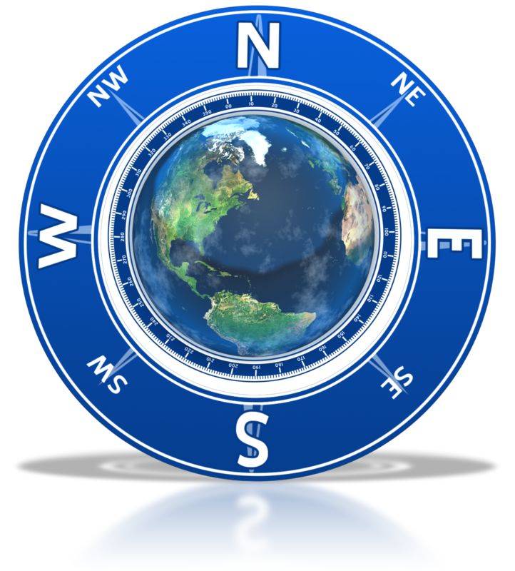 Compass Around the Earth  Great PowerPoint ClipArt for