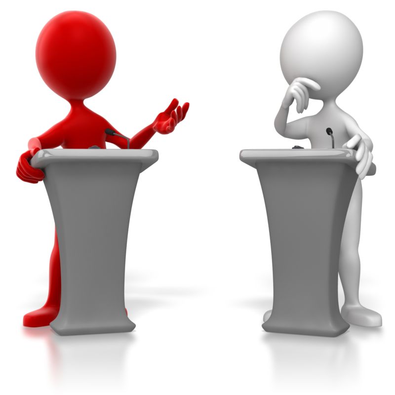 Stick Figure Colored Podium Debate | Great PowerPoint ...