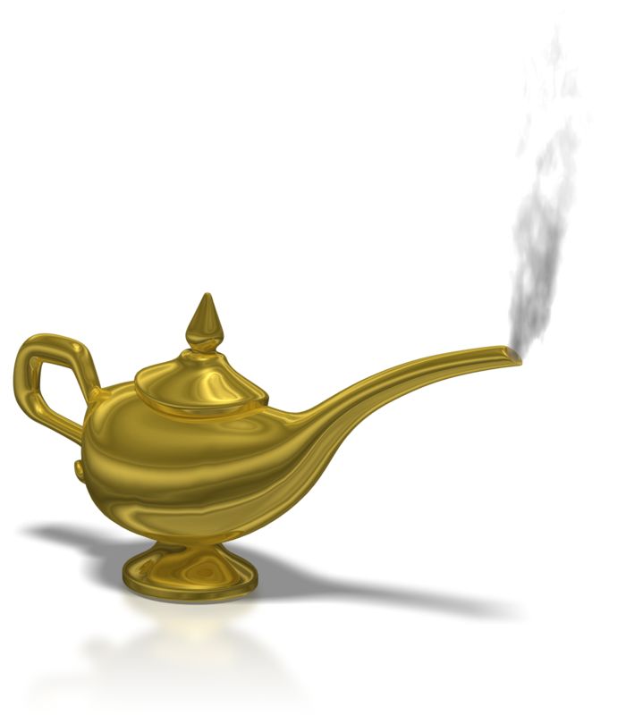 genie lamp with smoke clipart