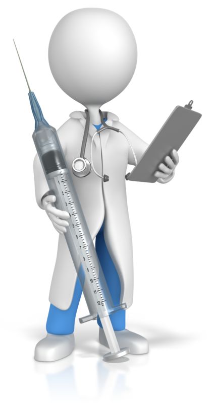 doctor nurse with syringe and clipboard